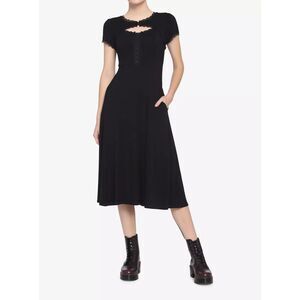 Hot Topic Black Henley Midi Dress Witchy Whimsygoth Gothic Style size M